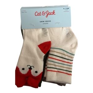 Cat & Jack Kids Crew Socks - Red, Cream, and Green